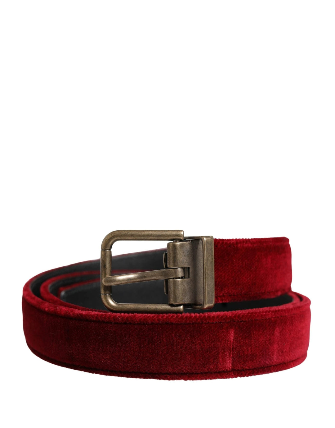 Dolce &amp; Gabbana Sample Sale Dolce &amp; Gabbana Men Burgundy Velvet Cotton Metal Buckle Belt - | Designer outlet
