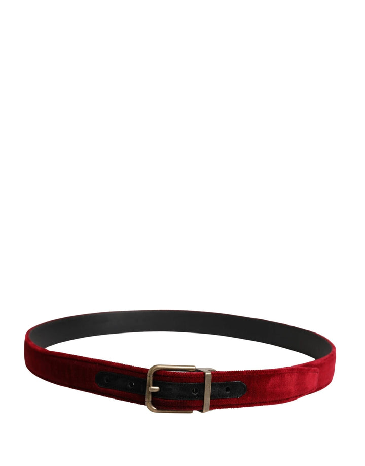 Dolce &amp; Gabbana Sample Sale Dolce &amp; Gabbana Men Burgundy Velvet Cotton Metal Buckle Belt - | Designer outlet
