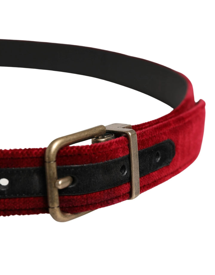 Dolce &amp; Gabbana Sample Sale Dolce &amp; Gabbana Men Burgundy Velvet Cotton Metal Buckle Belt - | Designer outlet