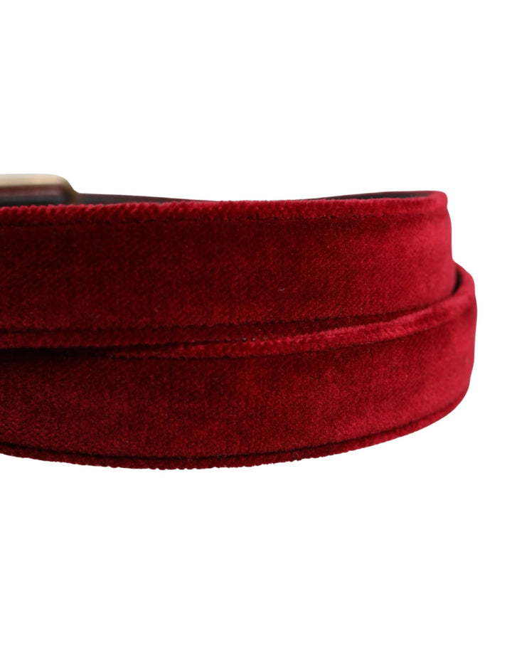 Dolce &amp; Gabbana Sample Sale Dolce &amp; Gabbana Men Burgundy Velvet Cotton Metal Buckle Belt - | Designer outlet