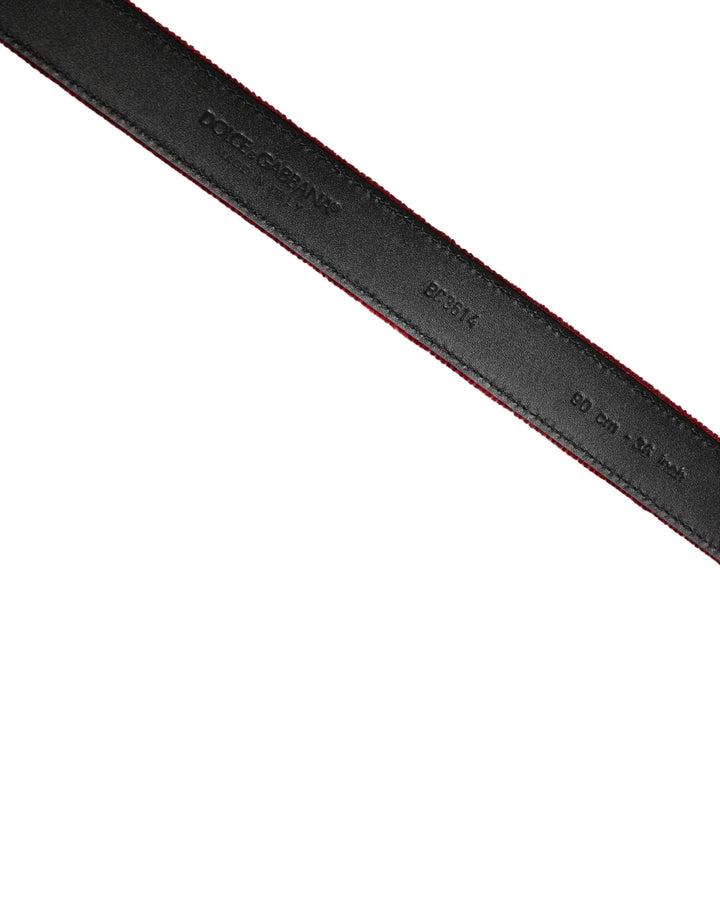Dolce &amp; Gabbana Sample Sale Dolce &amp; Gabbana Men Burgundy Velvet Cotton Metal Buckle Belt - | Designer outlet