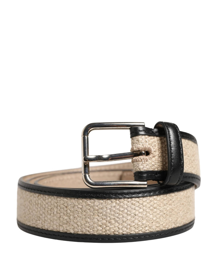 Dolce &amp; Gabbana Sample Sale Dolce &amp; Gabbana Men Beige Woven Leather Metal Buckle Belt - | Designer outlet
