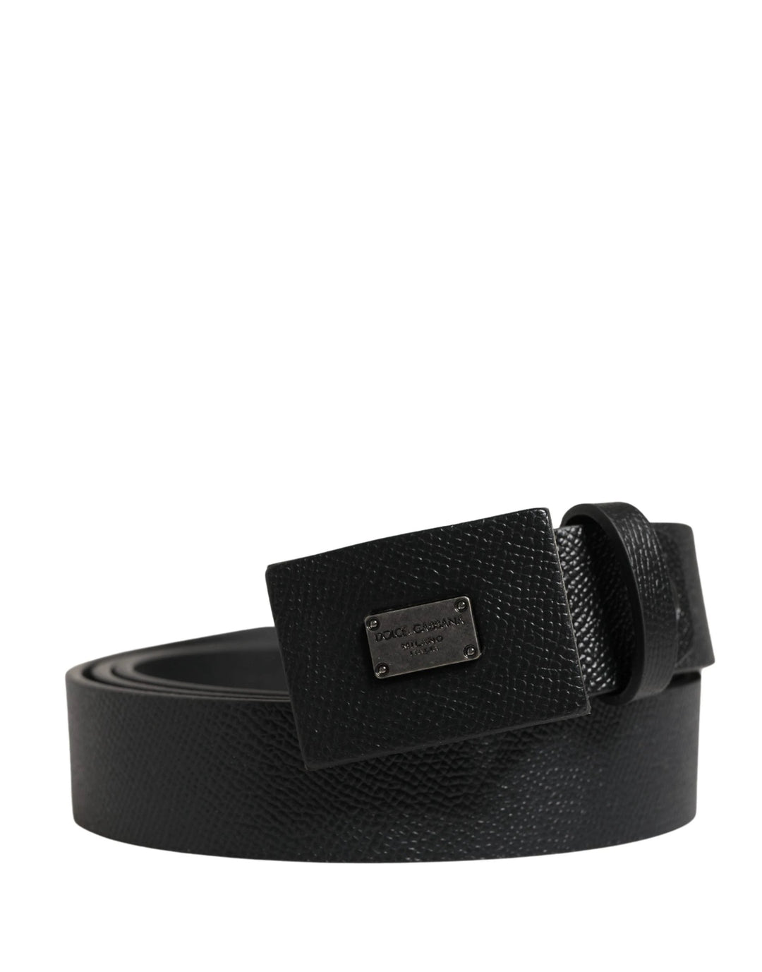 Dolce &amp; Gabbana Sample Sale Dolce &amp; Gabbana Men Black Calfskin Leather Square Buckle Belt - | Designer outlet