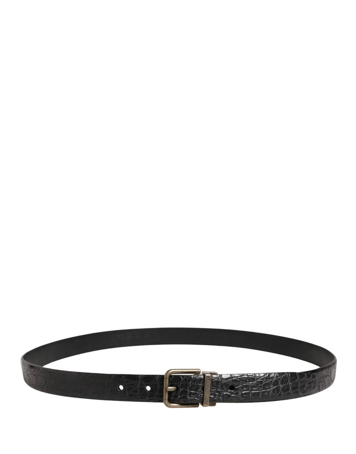 Dolce &amp; Gabbana Sample Sale Dolce &amp; Gabbana Men Black Exotic Leather Metal Buckle Belt - | Designer outlet