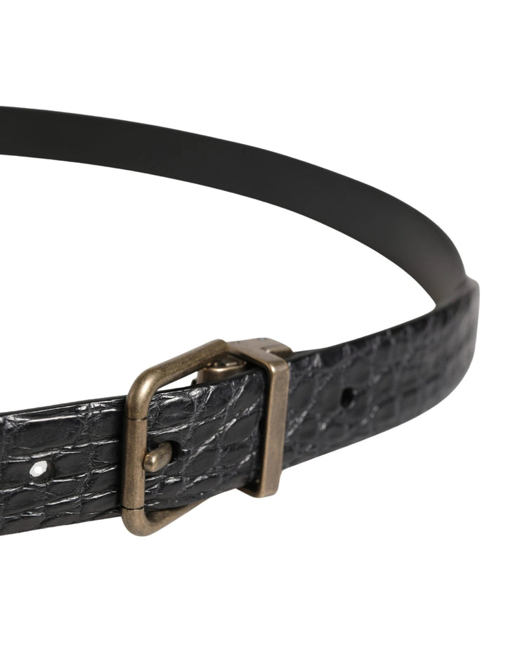 Dolce &amp; Gabbana Sample Sale Dolce &amp; Gabbana Men Black Exotic Leather Metal Buckle Belt - | Designer outlet