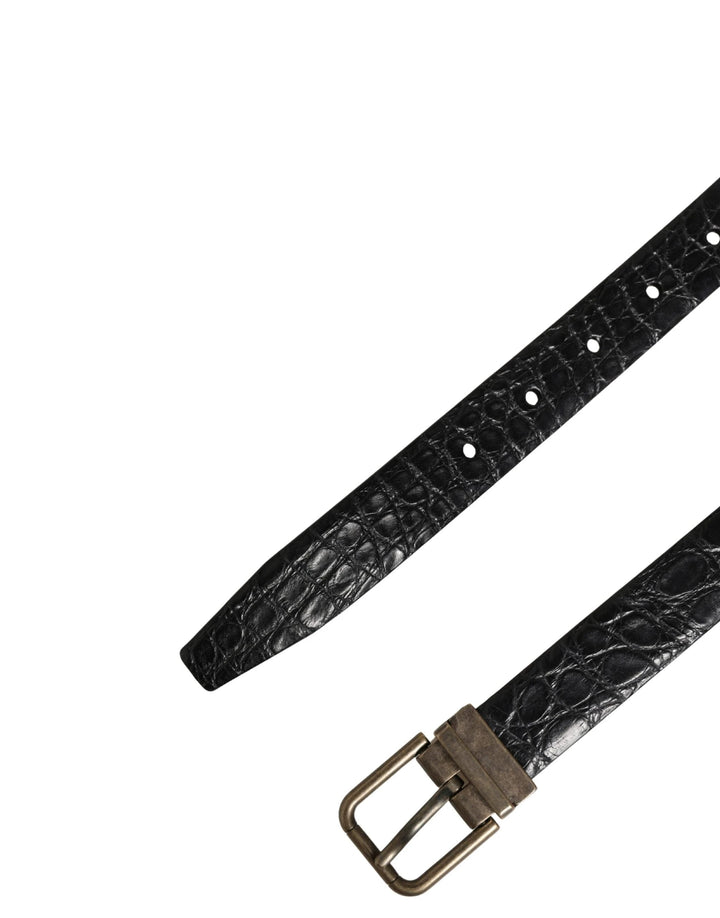 Dolce &amp; Gabbana Sample Sale Dolce &amp; Gabbana Men Black Exotic Leather Metal Buckle Belt - | Designer outlet