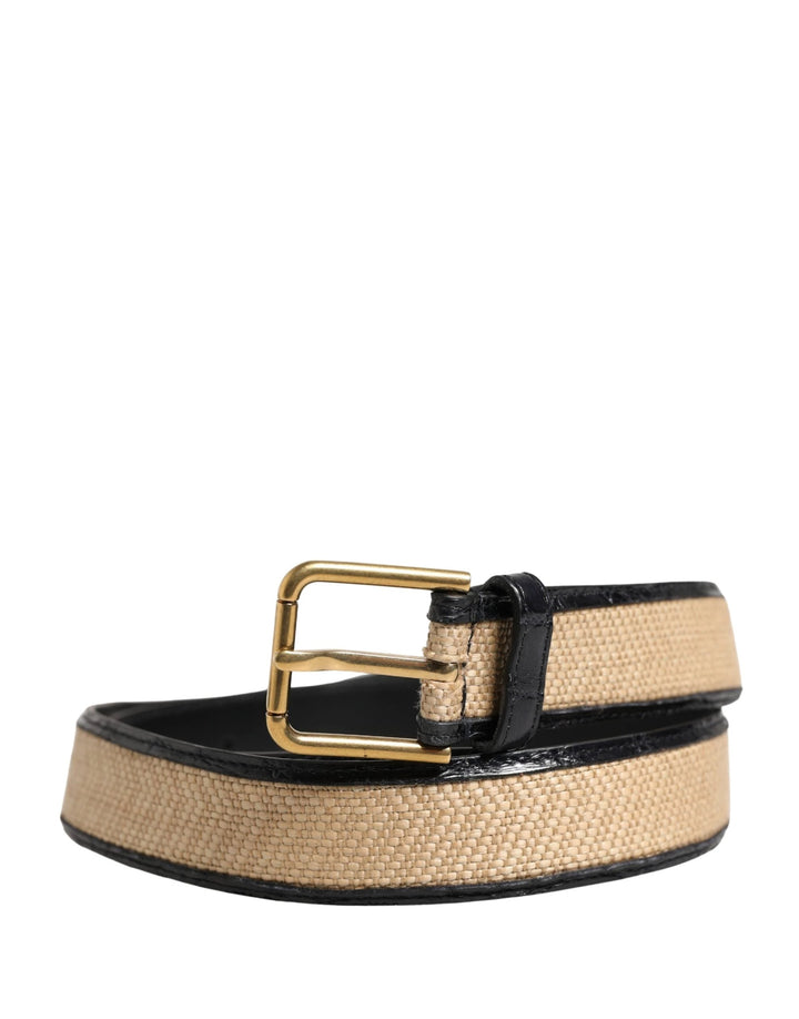 Dolce &amp; Gabbana Sample Sale Dolce &amp; Gabbana Men Beige Braided Leather Metal Buckle Belt - | Designer outlet