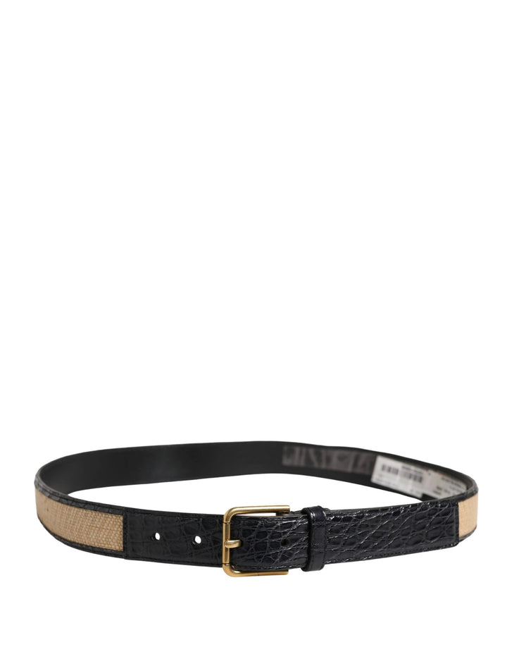 Dolce &amp; Gabbana Sample Sale Dolce &amp; Gabbana Men Beige Braided Leather Metal Buckle Belt - | Designer outlet
