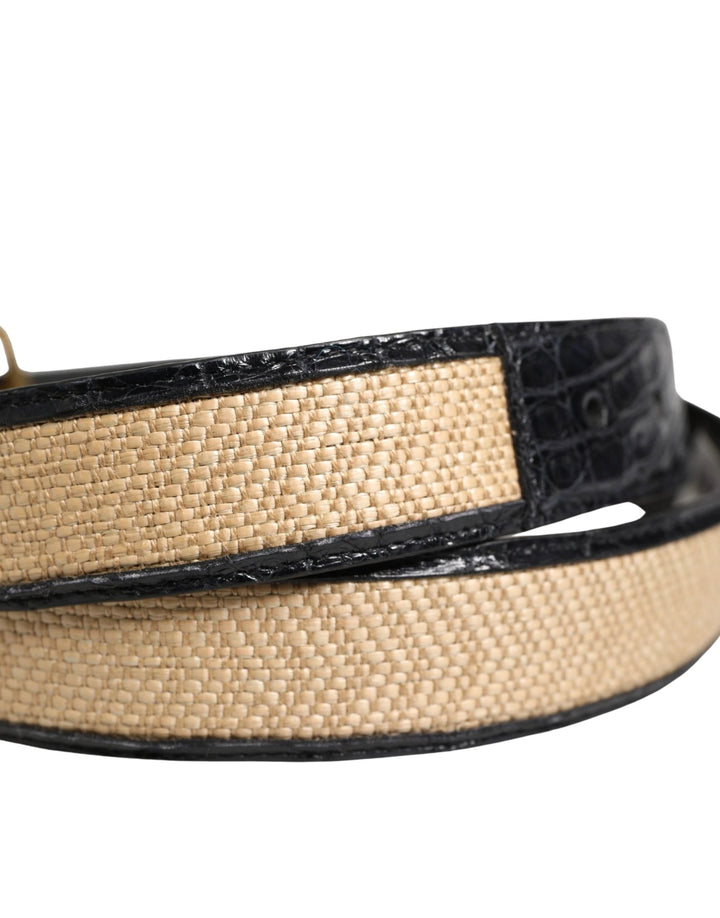 Dolce &amp; Gabbana Sample Sale Dolce &amp; Gabbana Men Beige Braided Leather Metal Buckle Belt - | Designer outlet