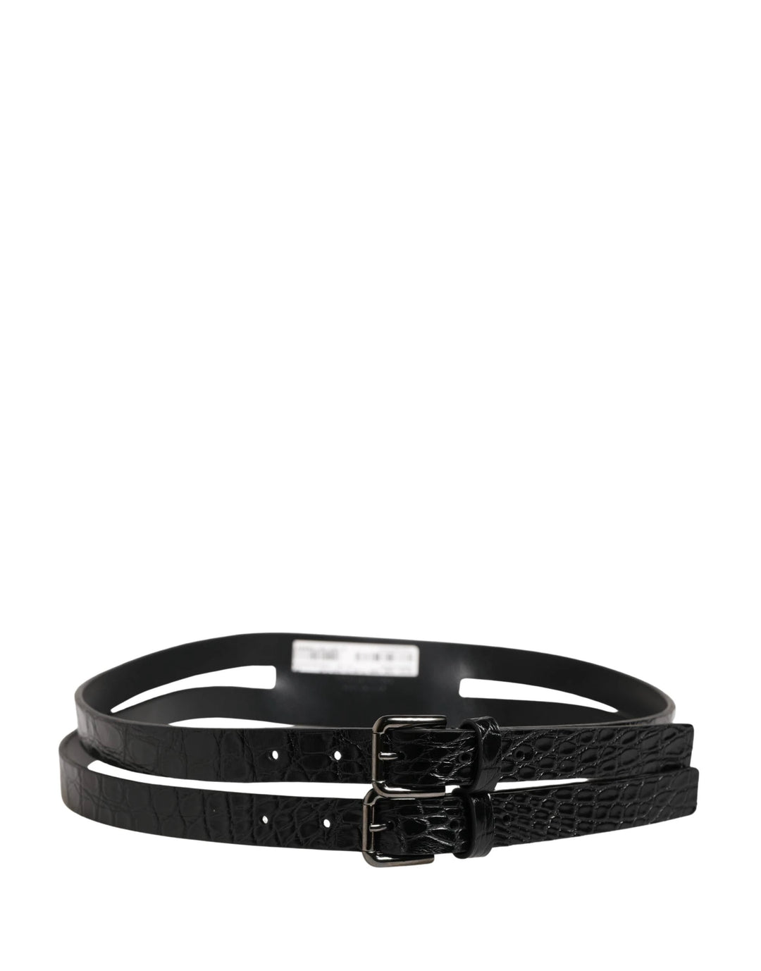 Dolce &amp; Gabbana Sample Sale Dolce &amp; Gabbana Black Double Strap Leather Silver Buckle Belt - | Designer outlet
