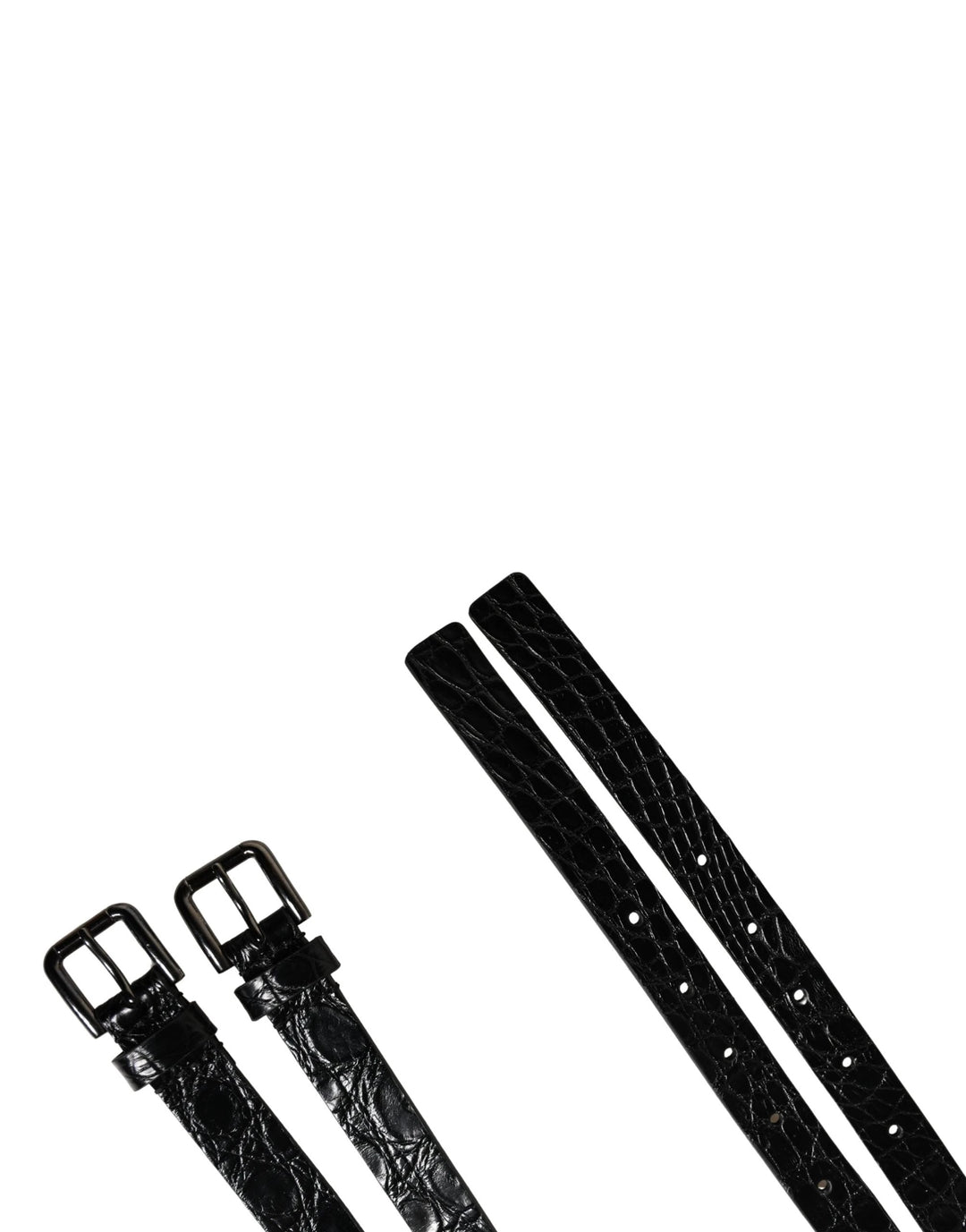 Dolce &amp; Gabbana Sample Sale Dolce &amp; Gabbana Black Double Strap Leather Silver Buckle Belt - | Designer outlet