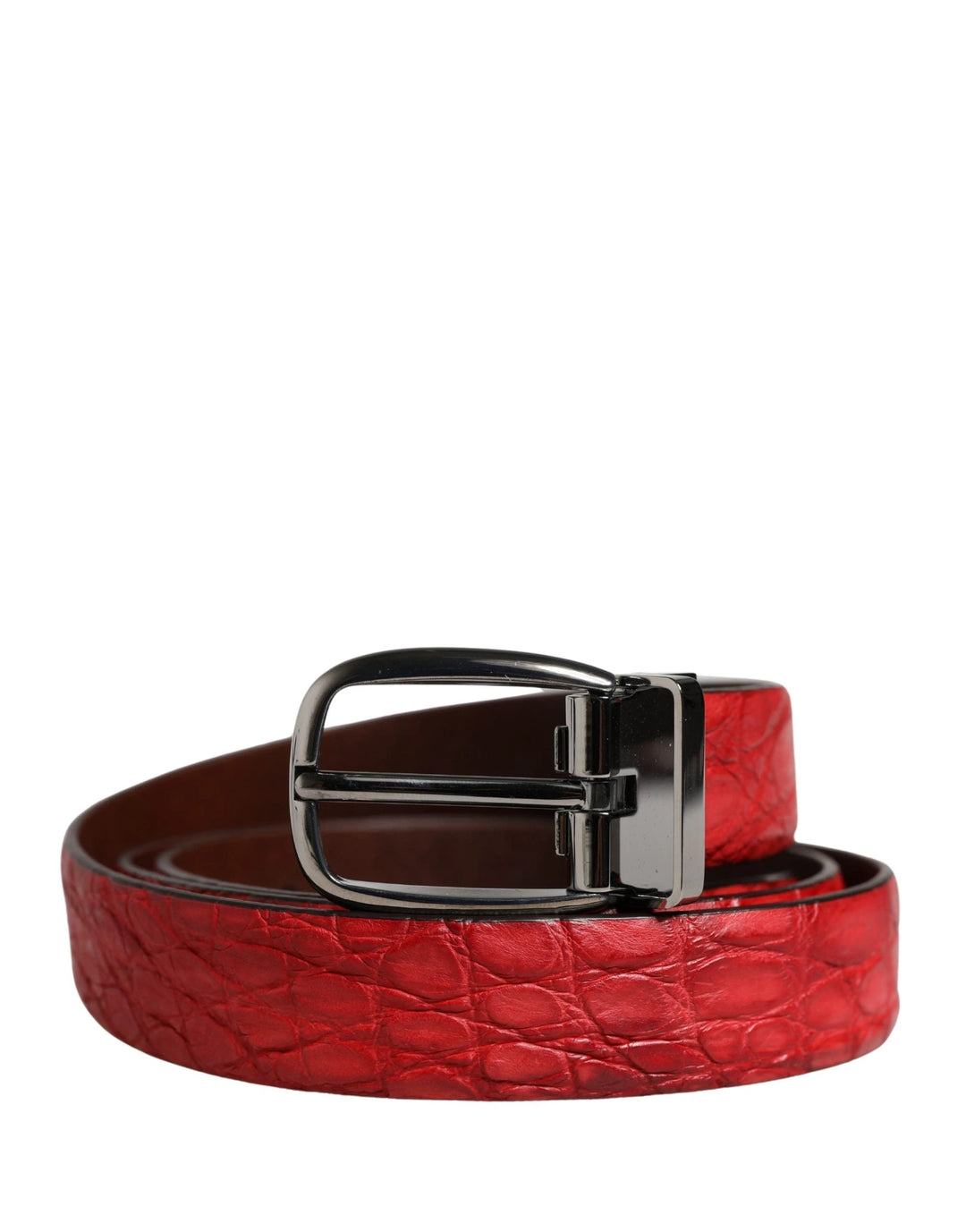 Dolce &amp; Gabbana Sample Sale Dolce &amp; Gabbana Men Red Exotic Leather Metal Buckle Belt - | Designer outlet