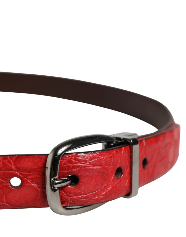 Dolce &amp; Gabbana Sample Sale Dolce &amp; Gabbana Men Red Exotic Leather Metal Buckle Belt - | Designer outlet