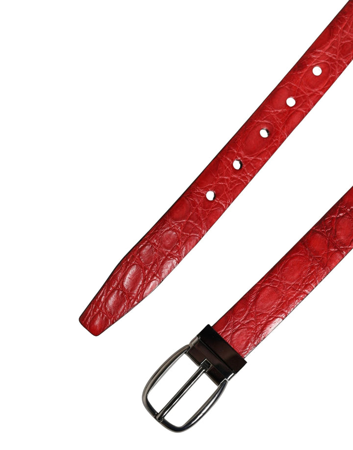 Dolce &amp; Gabbana Sample Sale Dolce &amp; Gabbana Men Red Exotic Leather Metal Buckle Belt - | Designer outlet