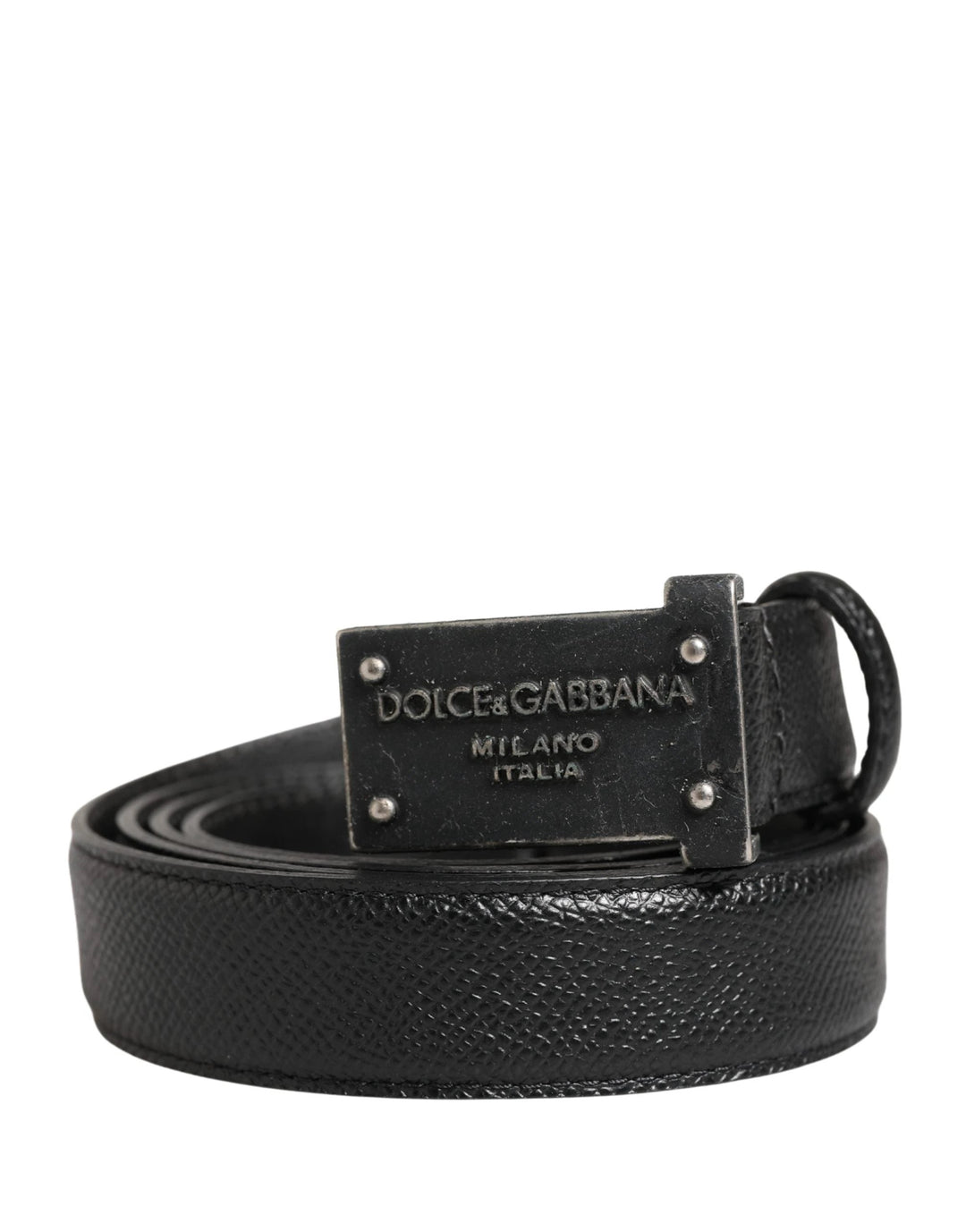 Dolce &amp; Gabbana Sample Sale Dolce &amp; Gabbana Men Black Calf Leather Logo Metal Buckle Belt - | Designer outlet