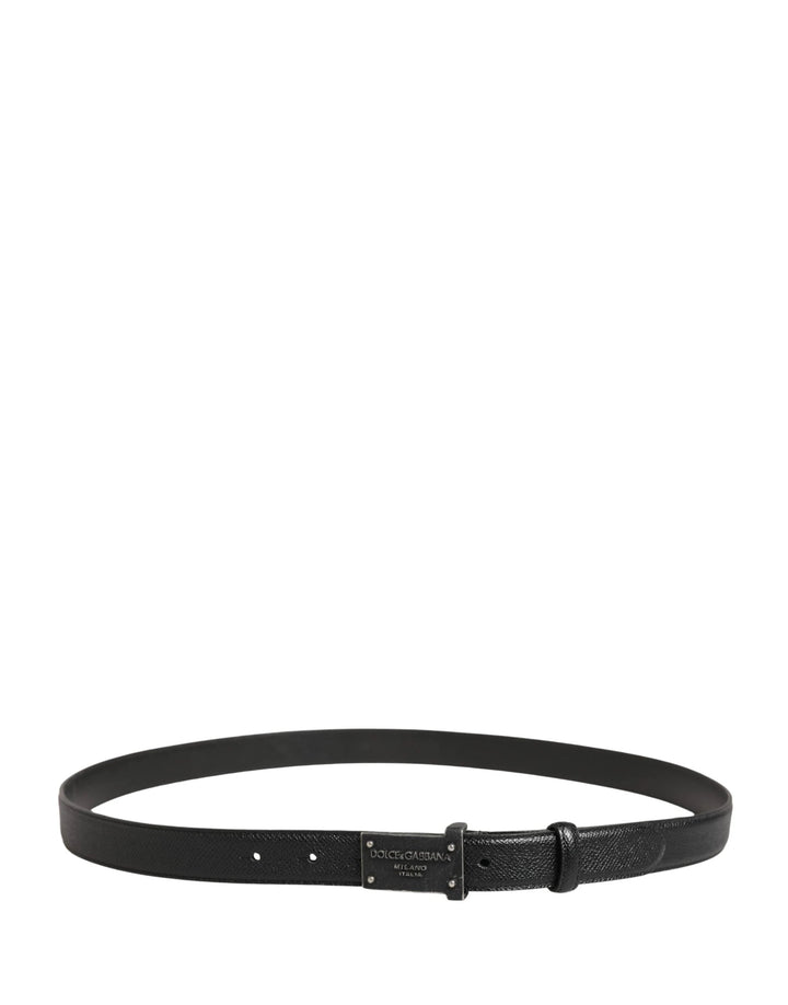 Dolce &amp; Gabbana Sample Sale Dolce &amp; Gabbana Men Black Calf Leather Logo Metal Buckle Belt - | Designer outlet
