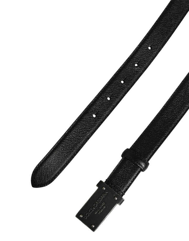 Dolce &amp; Gabbana Sample Sale Dolce &amp; Gabbana Men Black Calf Leather Logo Metal Buckle Belt - | Designer outlet