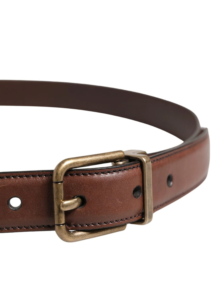 Dolce &amp; Gabbana Sample Sale Dolce &amp; Gabbana Men Brown Classic Leather Metal Buckle Belt - | Designer outlet