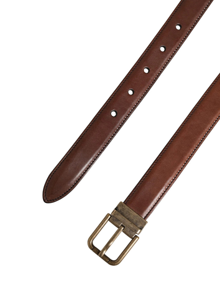 Dolce &amp; Gabbana Sample Sale Dolce &amp; Gabbana Men Brown Classic Leather Metal Buckle Belt - | Designer outlet