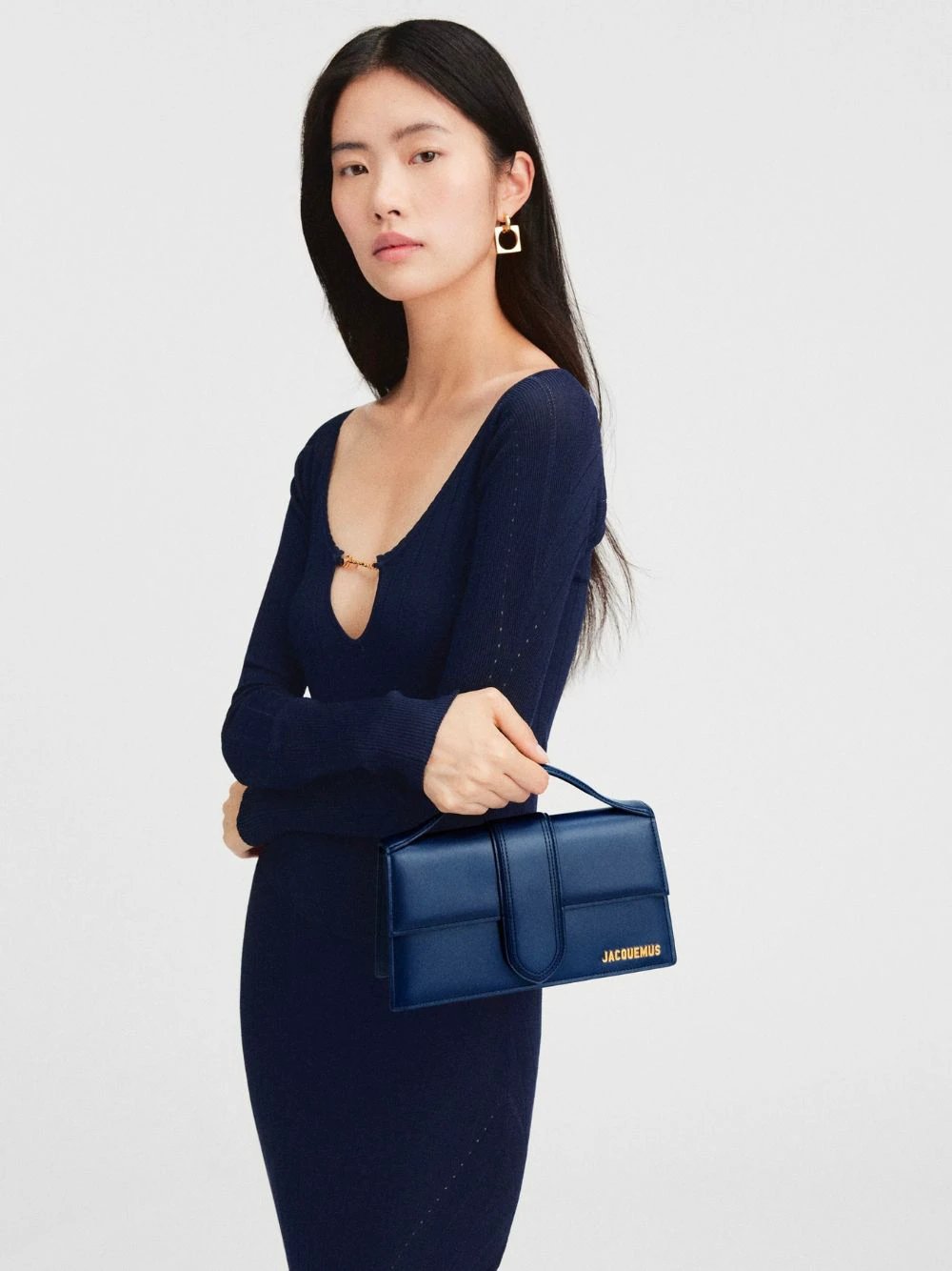 Jacquemus Dark NavyLeather Le Grand Bambino Handbag – Ask Me Wear