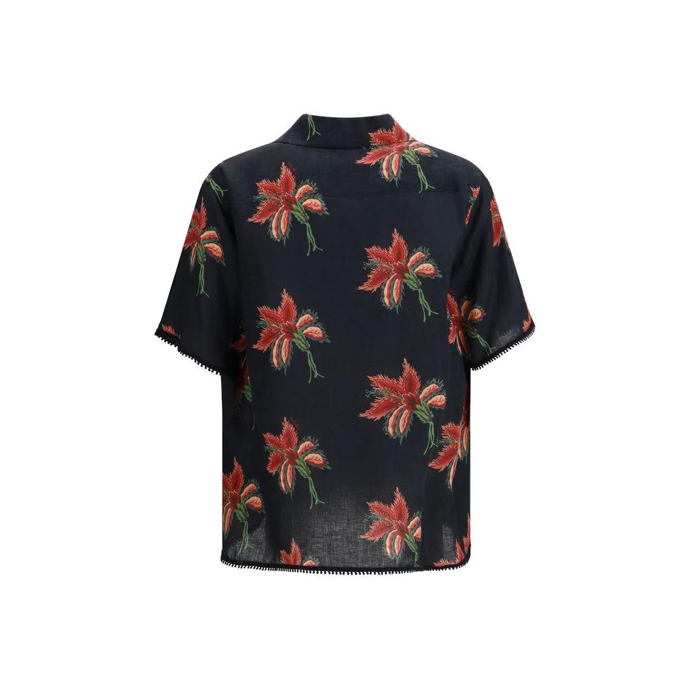 Valentino Sample Sale Valentino Black Linen Pattern Shirt - | Designer outlet