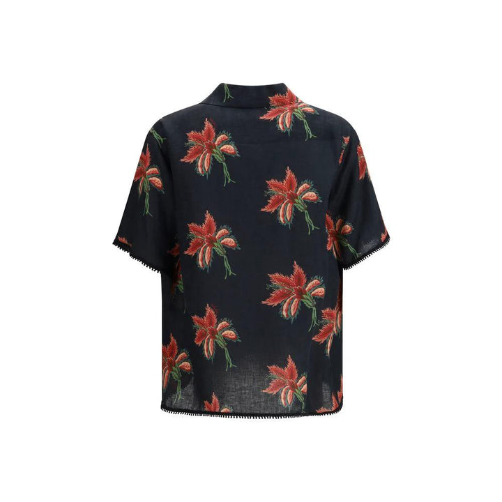 Valentino Sample Sale Valentino Black Linen Pattern Shirt - | Designer outlet