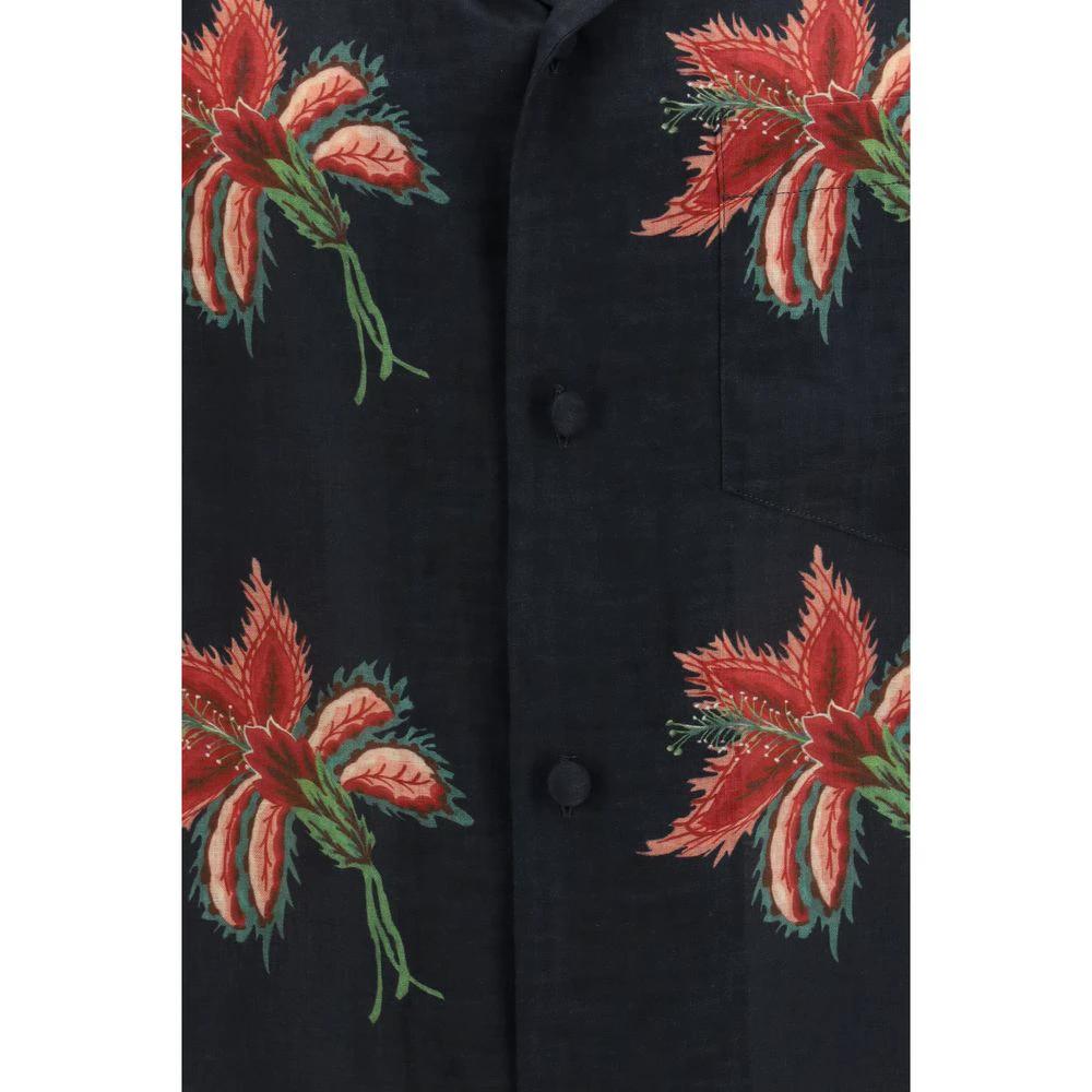 Valentino Sample Sale Valentino Black Linen Pattern Shirt - | Designer outlet