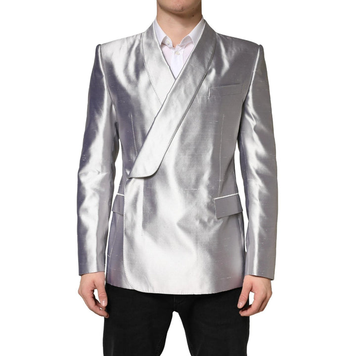 Dolce &amp; Gabbana Sample Sale Dolce &amp; Gabbana Silver SICILIA Silk Double Breasted Blazer - | Designer outlet