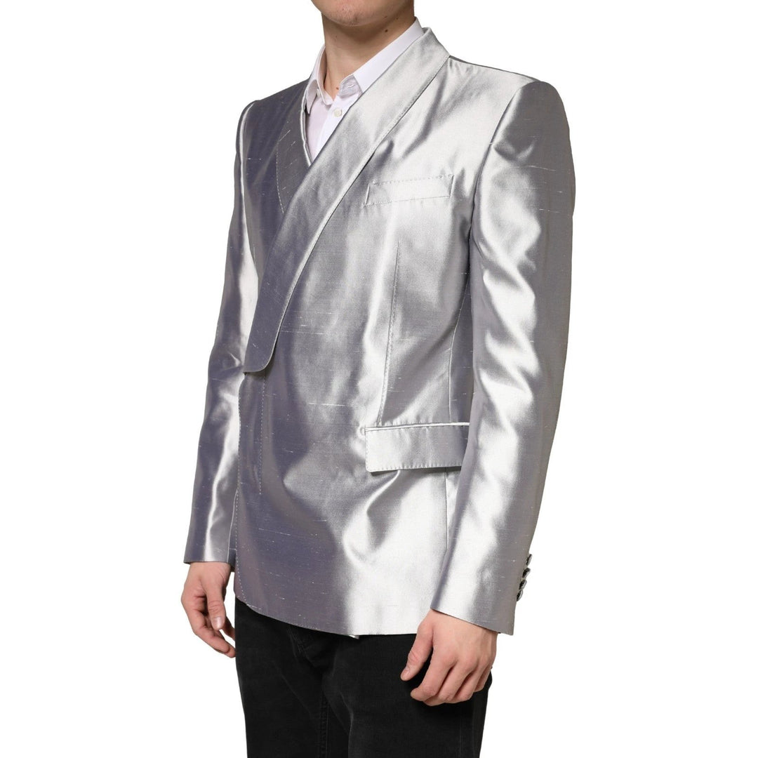 Dolce &amp; Gabbana Sample Sale Dolce &amp; Gabbana Silver SICILIA Silk Double Breasted Blazer - | Designer outlet