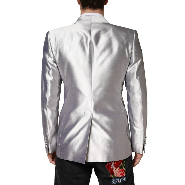 Dolce &amp; Gabbana Sample Sale Dolce &amp; Gabbana Silver SICILIA Silk Double Breasted Blazer - | Designer outlet