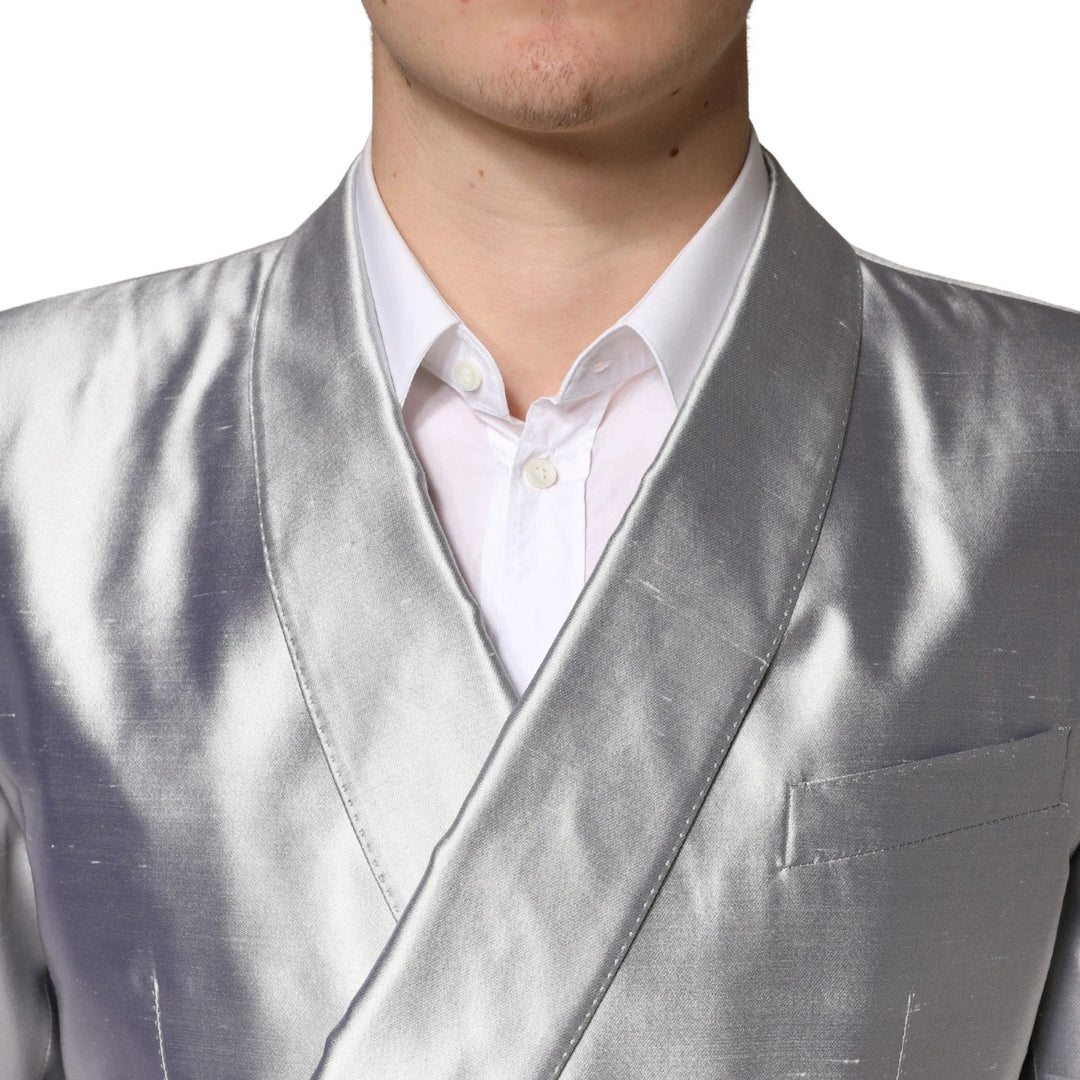 Dolce &amp; Gabbana Sample Sale Dolce &amp; Gabbana Silver SICILIA Silk Double Breasted Blazer - | Designer outlet