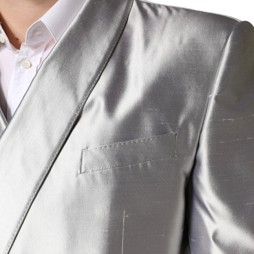 Dolce &amp; Gabbana Sample Sale Dolce &amp; Gabbana Silver SICILIA Silk Double Breasted Blazer - | Designer outlet