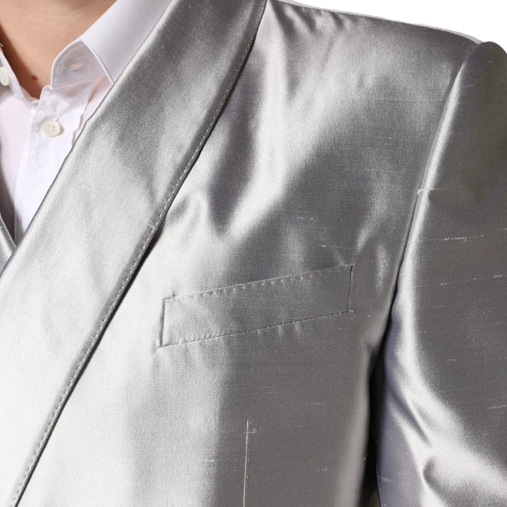 Dolce &amp; Gabbana Sample Sale Dolce &amp; Gabbana Silver SICILIA Silk Double Breasted Blazer - | Designer outlet