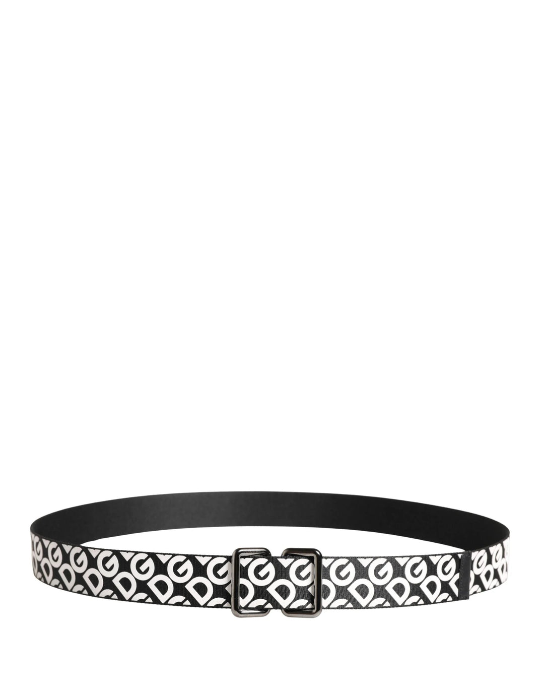 Dolce &amp; Gabbana Sample Sale Dolce &amp; Gabbana White Black Logo Leather Metal Buckle Belt - | Designer outlet