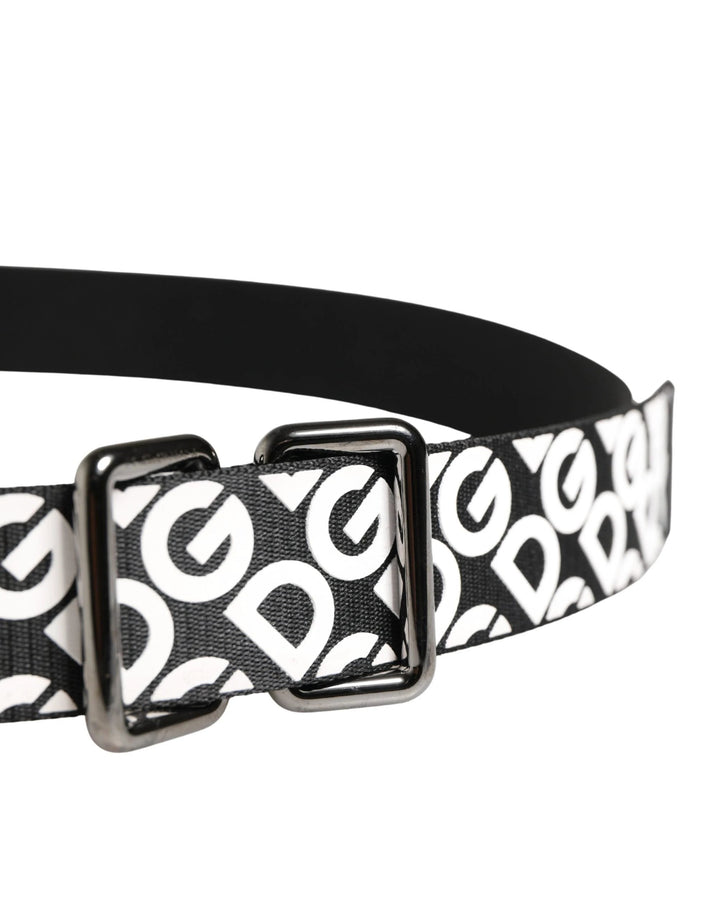 Dolce &amp; Gabbana Sample Sale Dolce &amp; Gabbana White Black Logo Leather Metal Buckle Belt - | Designer outlet