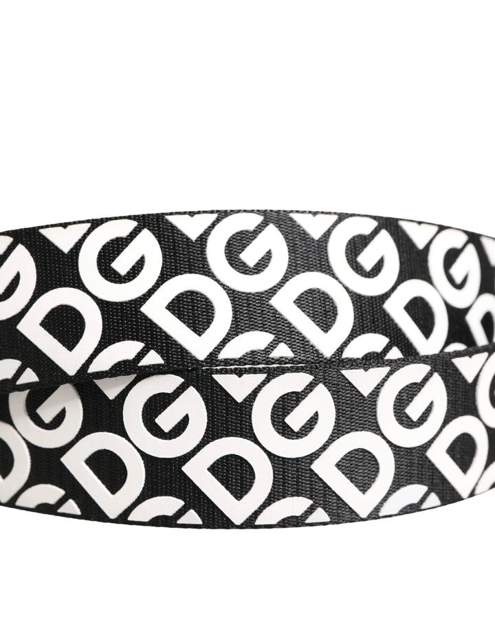 Dolce &amp; Gabbana Sample Sale Dolce &amp; Gabbana White Black Logo Leather Metal Buckle Belt - | Designer outlet