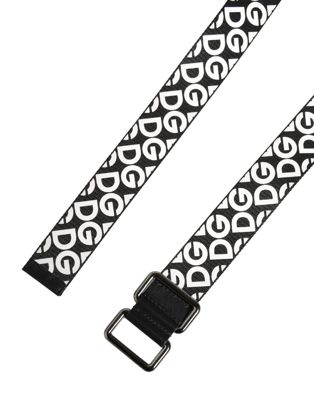 Dolce &amp; Gabbana Sample Sale Dolce &amp; Gabbana White Black Logo Leather Metal Buckle Belt - | Designer outlet
