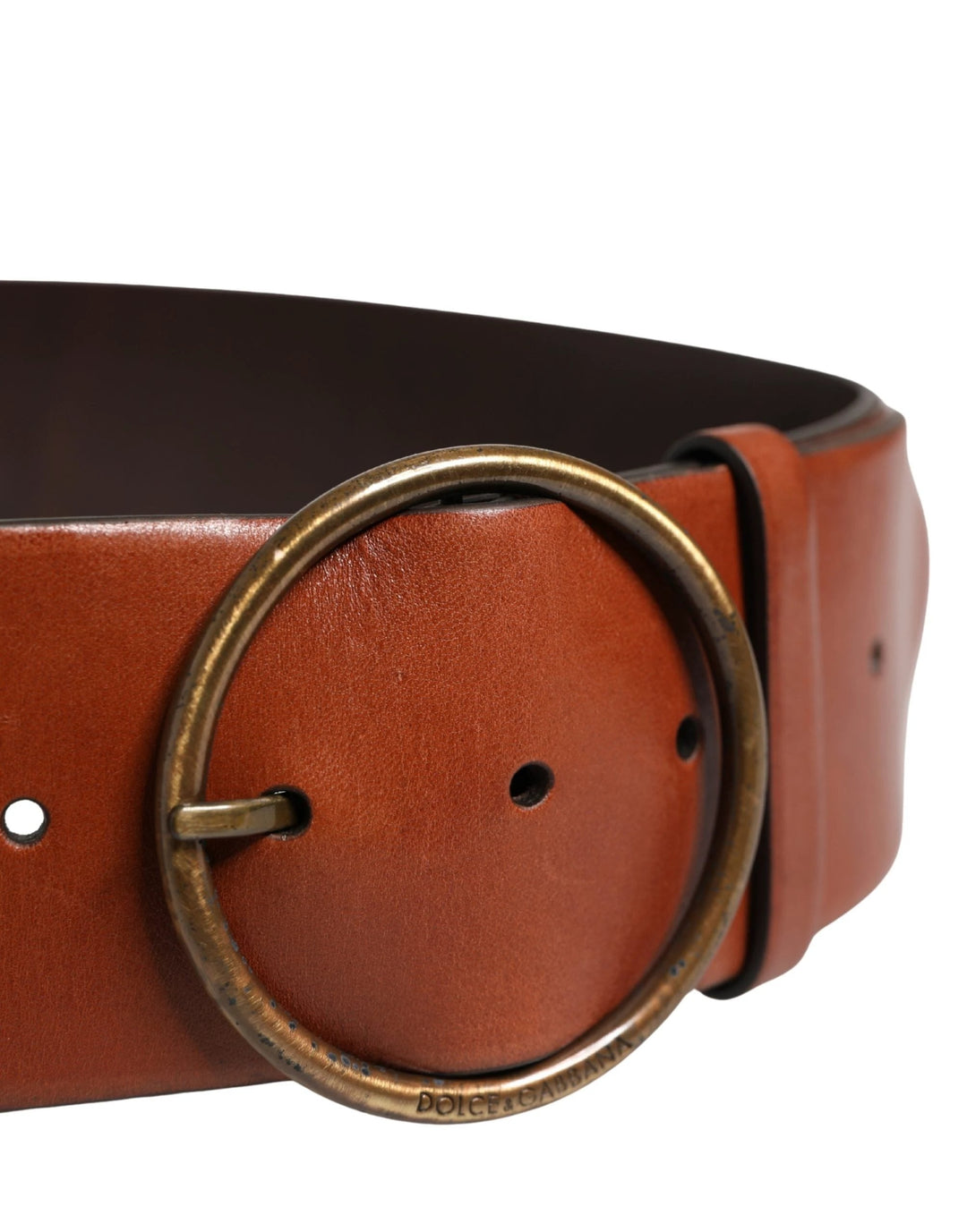 Dolce &amp; Gabbana Sample Sale Dolce &amp; Gabbana Men Brown Leather Wide Waist Metal Round Buckle Belt - | Designer outlet