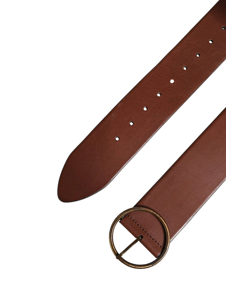 Dolce &amp; Gabbana Sample Sale Dolce &amp; Gabbana Brown Leather Wide Waist Metal Round Belt - | Designer outlet