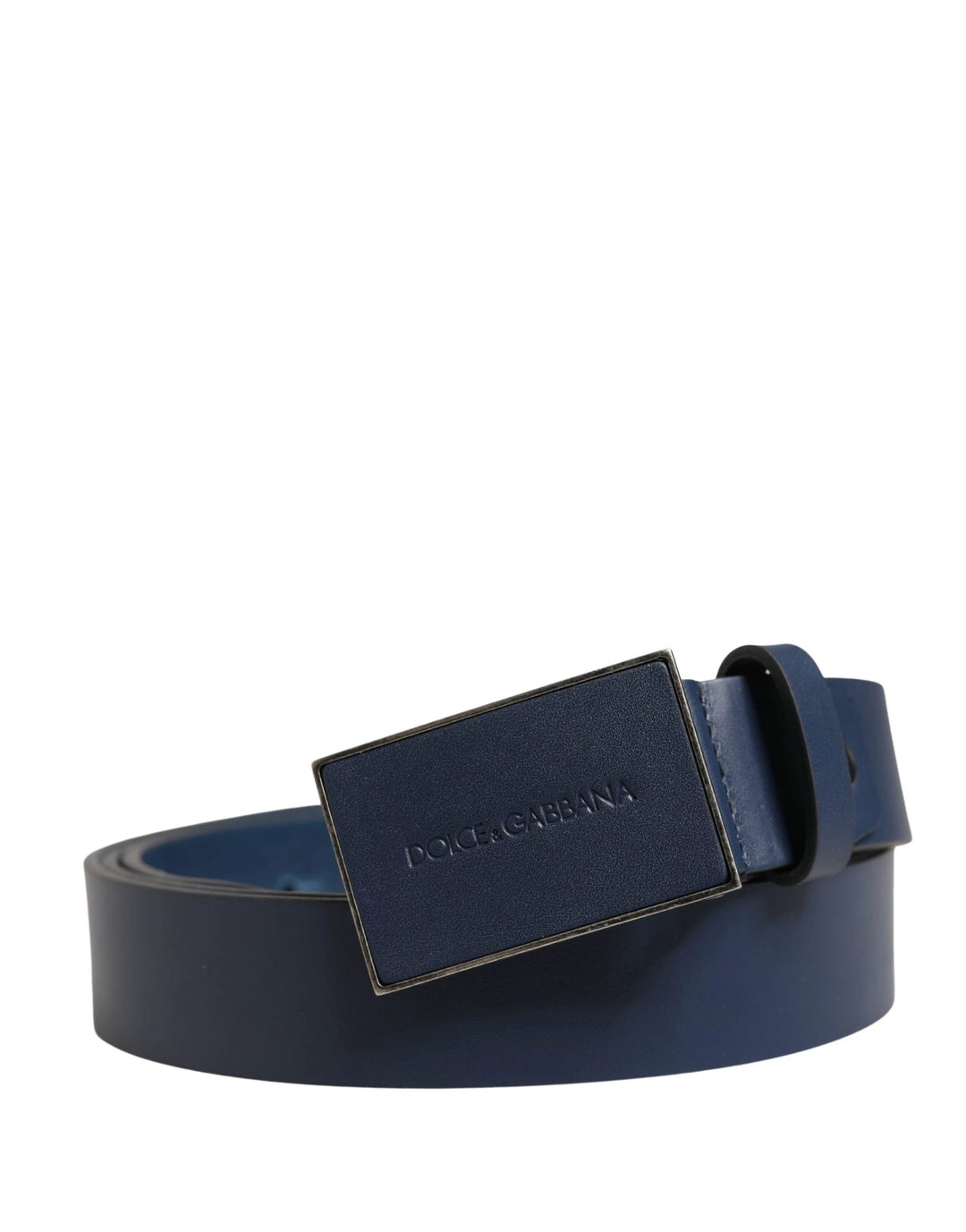 Dolce &amp; Gabbana Sample Sale Dolce &amp; Gabbana Men Blue Calf Leather Logo Metal Buckle Belt - | Designer outlet