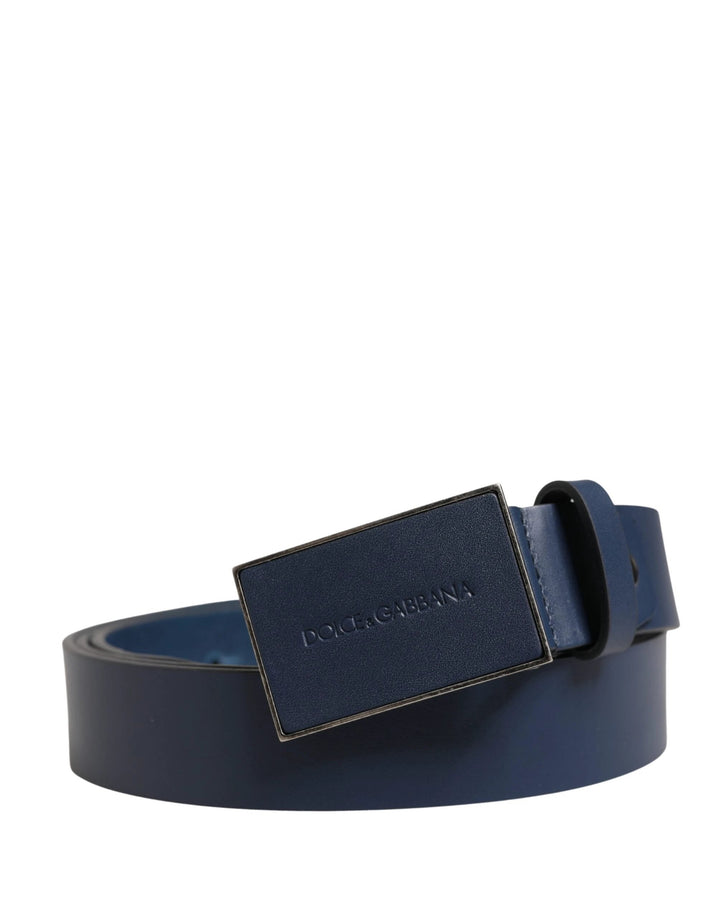 Dolce &amp; Gabbana Sample Sale Dolce &amp; Gabbana Men Blue Calf Leather Logo Metal Buckle Belt - | Designer outlet