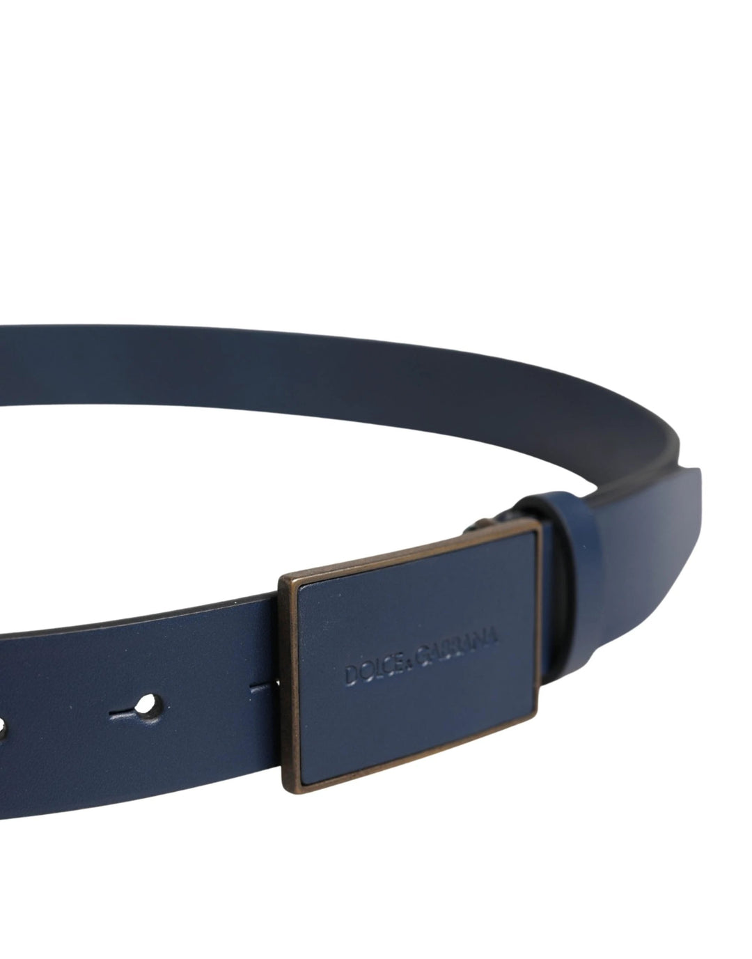 Dolce &amp; Gabbana Sample Sale Dolce &amp; Gabbana Men Blue Calf Leather Logo Metal Buckle Belt - | Designer outlet