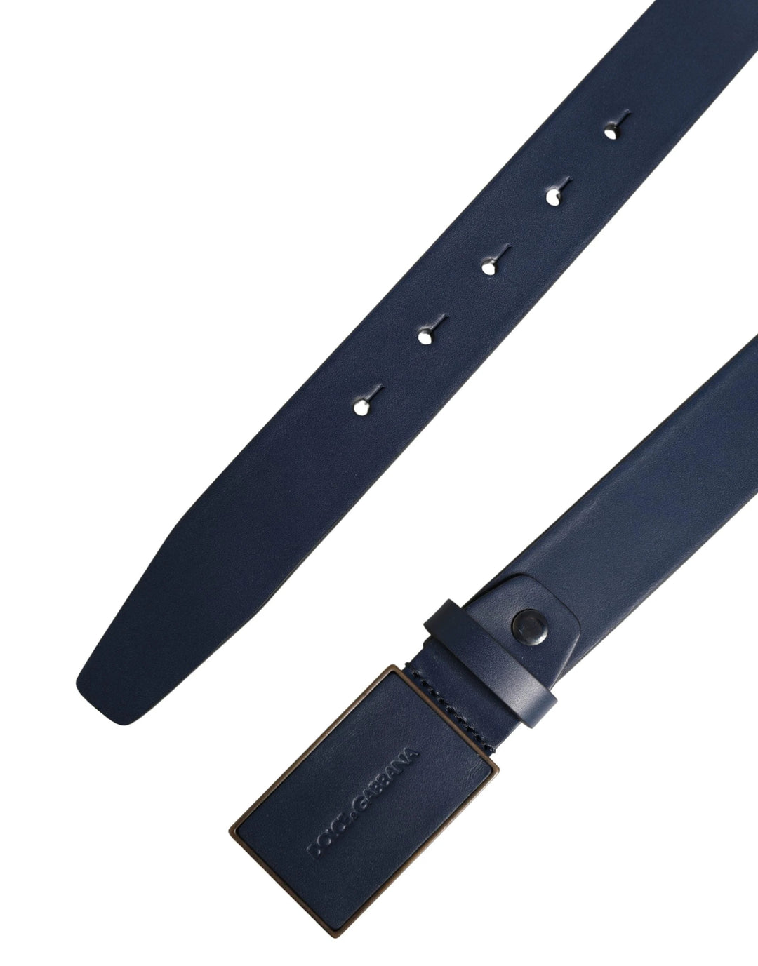 Dolce &amp; Gabbana Sample Sale Dolce &amp; Gabbana Men Blue Calf Leather Logo Metal Buckle Belt - | Designer outlet