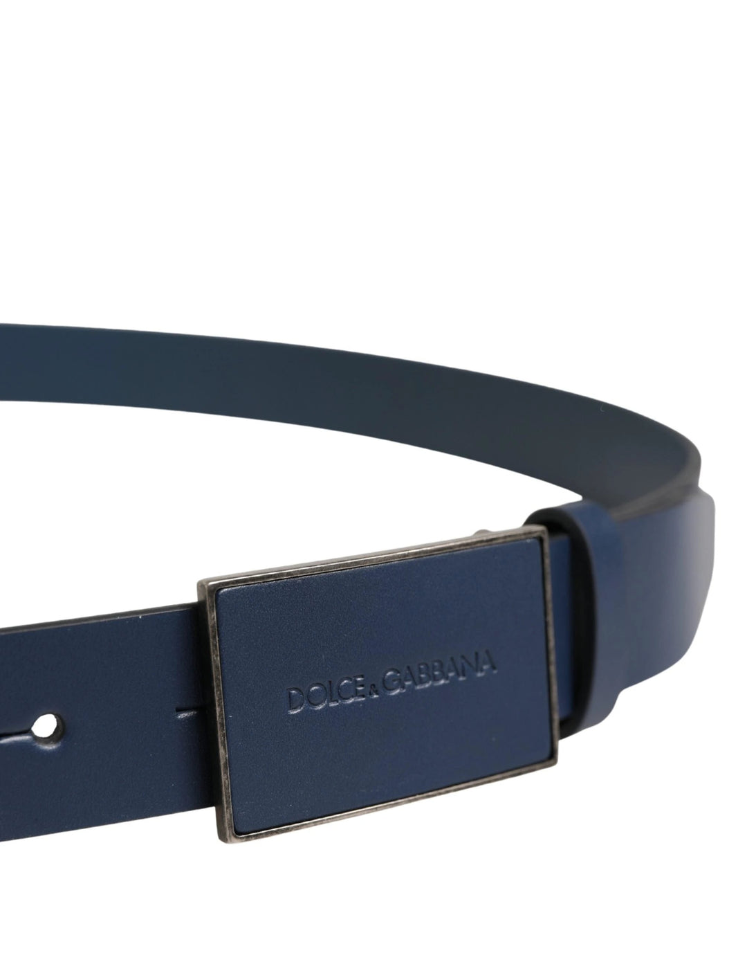 Dolce &amp; Gabbana Sample Sale Dolce &amp; Gabbana Men Blue Calf Leather Logo Metal Buckle Belt - | Designer outlet