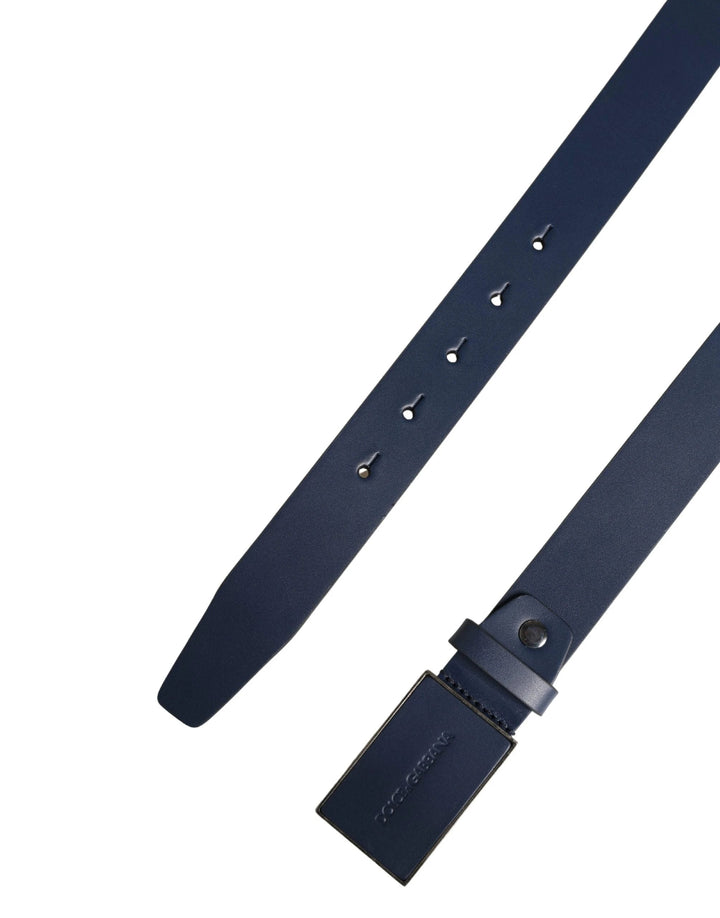 Dolce &amp; Gabbana Sample Sale Dolce &amp; Gabbana Men Blue Calf Leather Logo Metal Buckle Belt - | Designer outlet