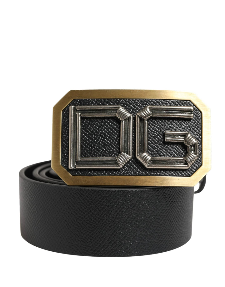 Dolce &amp; Gabbana Sample Sale Dolce &amp; Gabbana Men Black Leather DG Logo Metal Buckle Belt - | Designer outlet