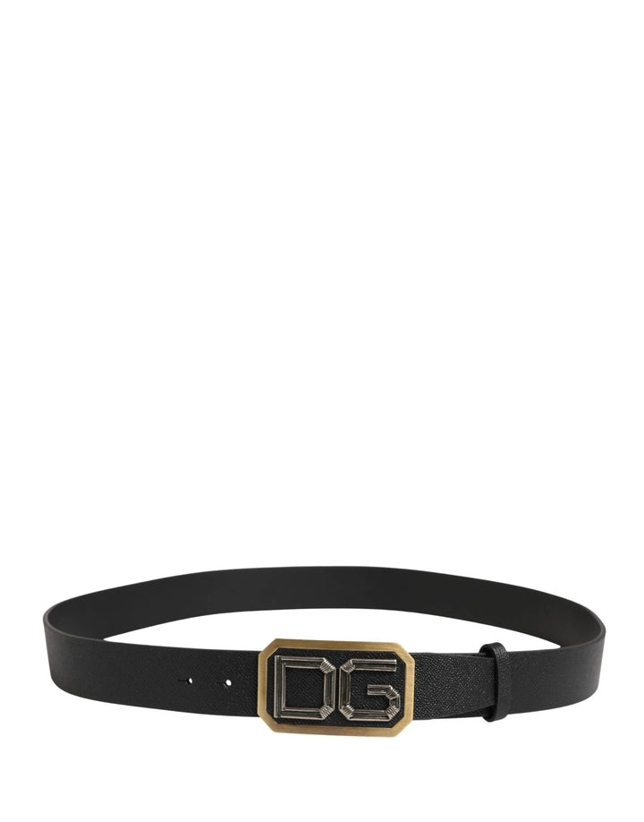 Dolce &amp; Gabbana Sample Sale Dolce &amp; Gabbana Men Black Leather DG Logo Metal Buckle Belt - | Designer outlet