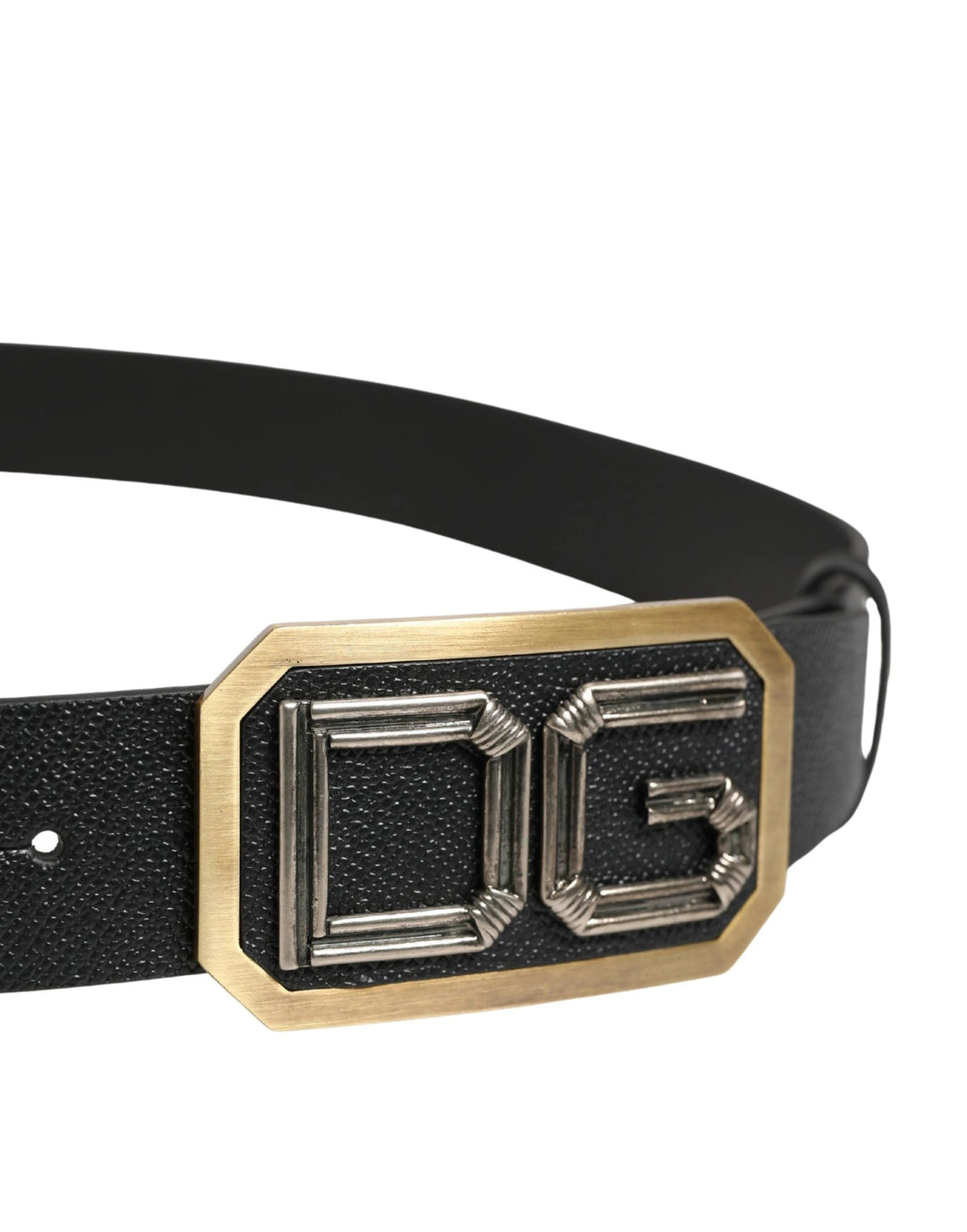 Dolce &amp; Gabbana Sample Sale Dolce &amp; Gabbana Men Black Leather DG Logo Metal Buckle Belt - | Designer outlet
