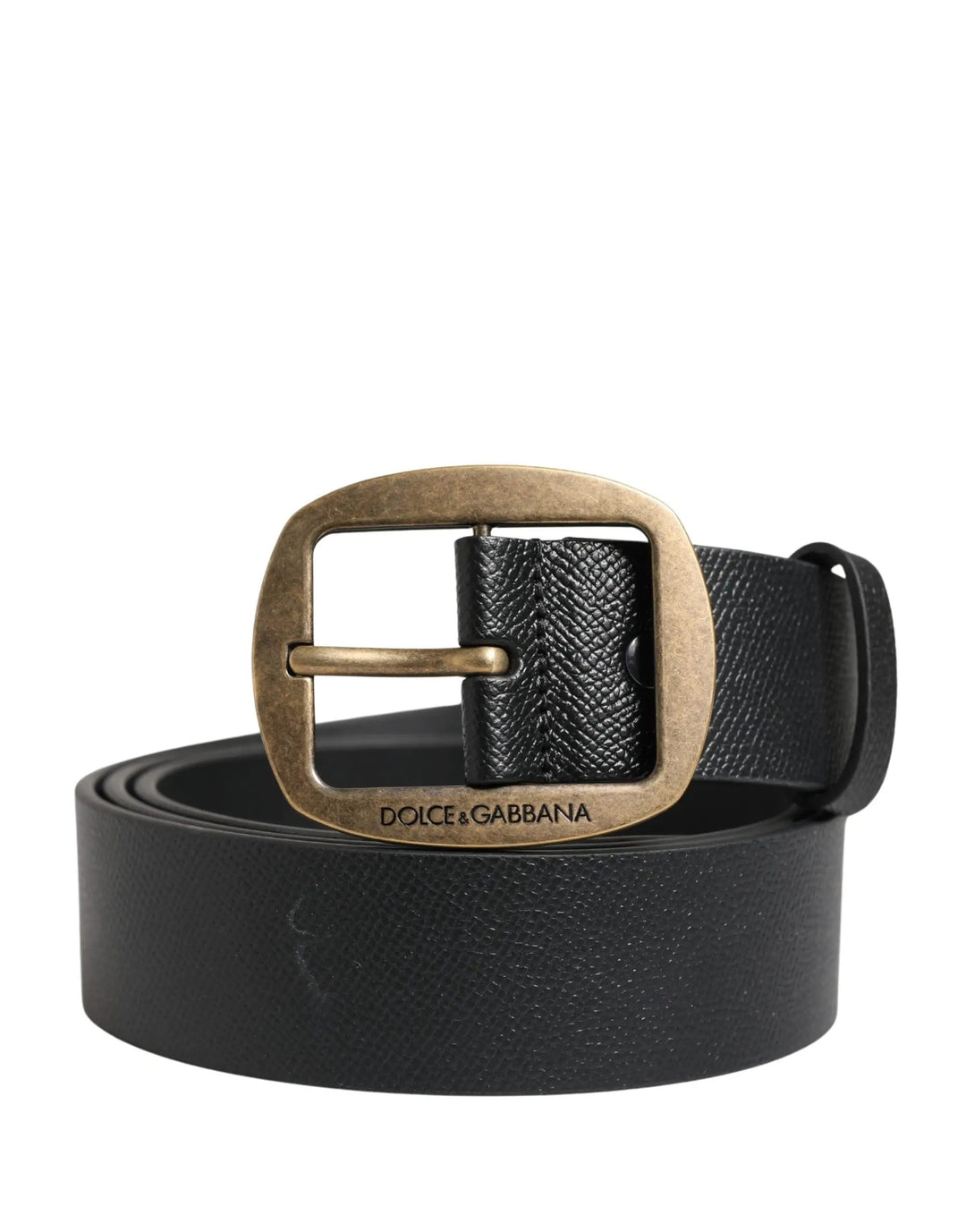 Dolce &amp; Gabbana Men Black Classic Leather Metal Buckle Belt