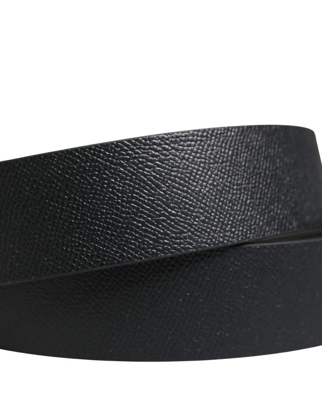 Dolce &amp; Gabbana Men Black Classic Leather Metal Buckle Belt